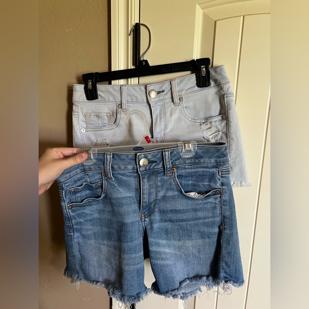 Denim Blue and Light Wash Jean Shorts